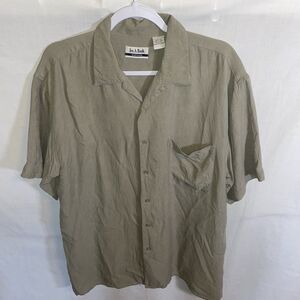 Jos. A. Bank Casual Shirt Men’s Size Large Gray 100% Silk Button Up Short Sleeve
